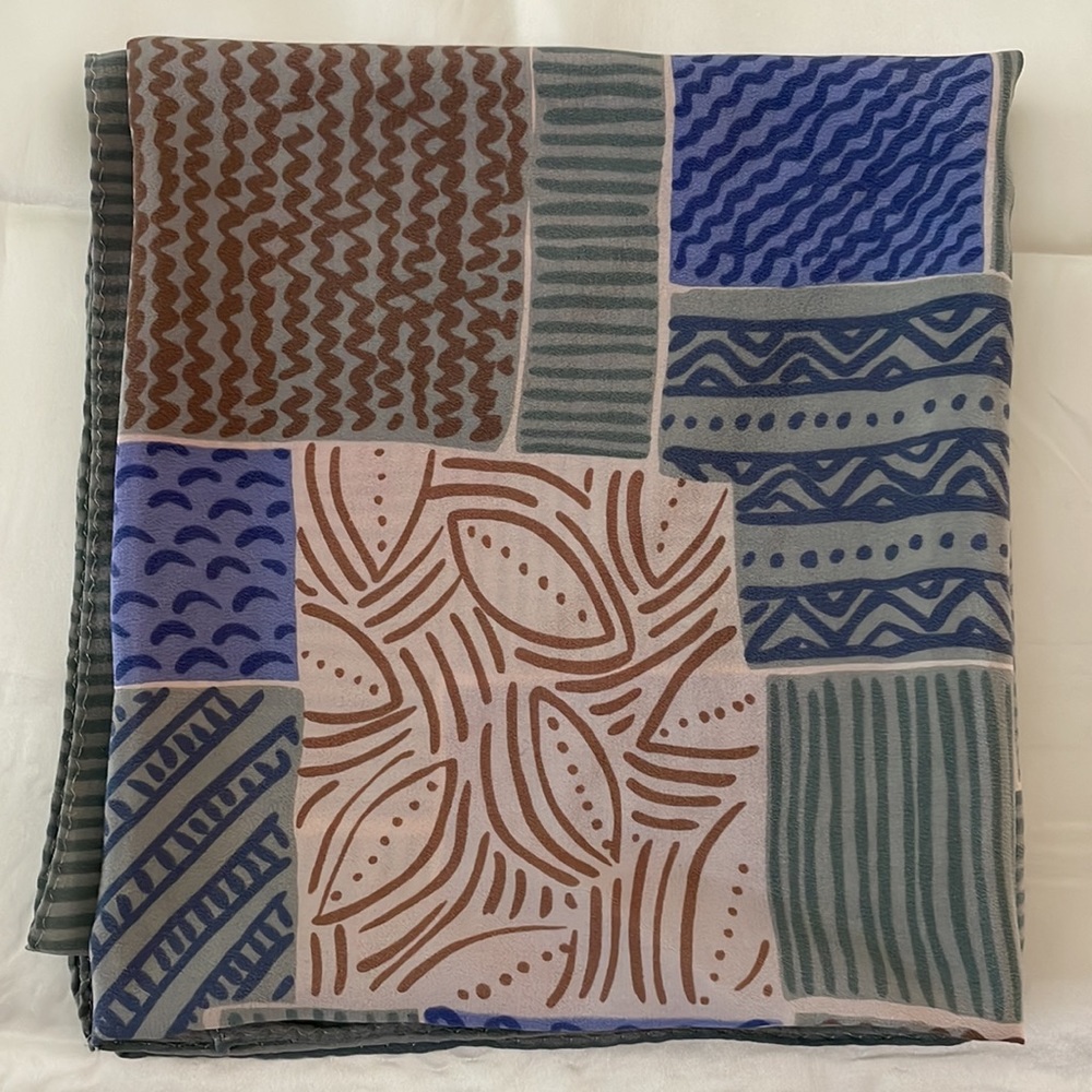 Talbots Multicolor Geometric Design Square Scarf - Picture 4 of 4